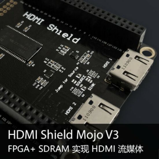 Picture of SDRAM&HDMI Shield for Mojo v3 FPGA Development Board Spartan 6 XC6SLX9