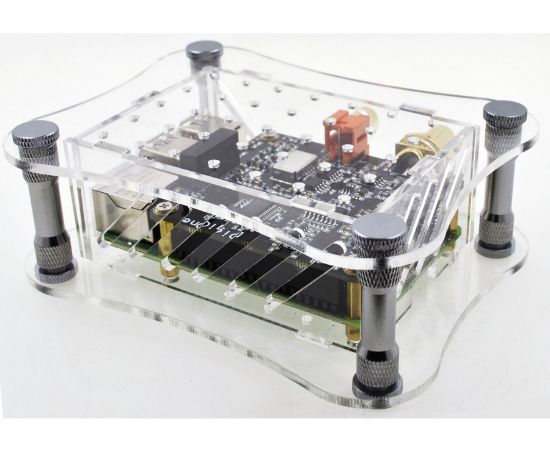 Picture of ACRYLIC CASE FOR RPI 4 + DIGIONE > Clear Case with Grey Standoffs